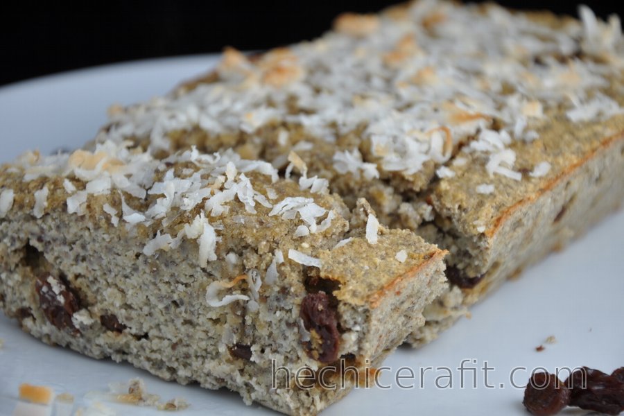 Pan de banana y harina de coco (sin azúcar y sin gluten) 