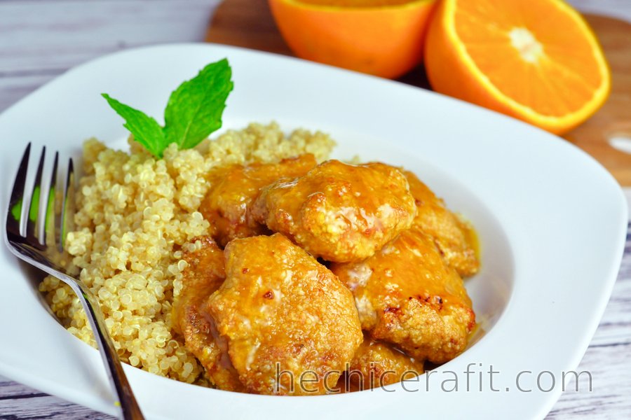 Pechugas de pollo en salsa de naranja con quinua